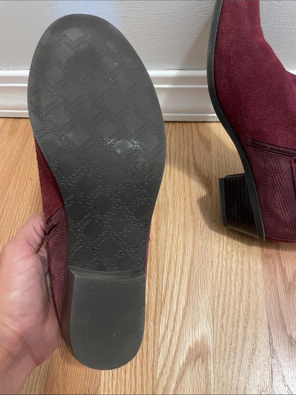 Vionic Burgundy Suede Ankle Booties